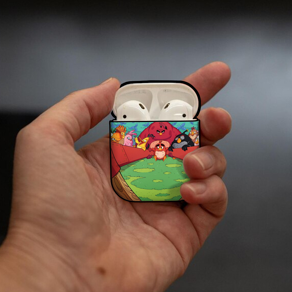 Angry Birds アングリーバード AirPods 第2世代保護ケース ハードシェル ブラック 耐衝撃・防指紋・カラビナ付き