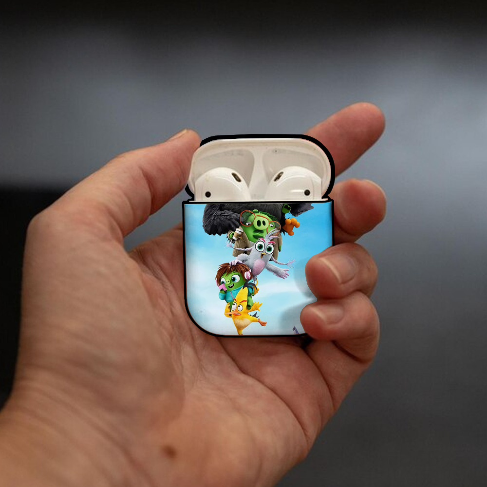 Angry Birds アングリーバード AirPods 第2世代保護ケース ハードシェル ブラック 耐衝撃・防指紋・カラビナ付き