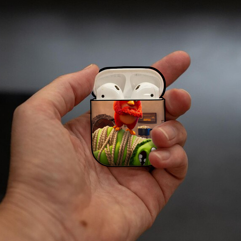 Angry Birds アングリーバード AirPods 第2世代保護ケース ハードシェル ブラック 耐衝撃・防指紋・カラビナ付き