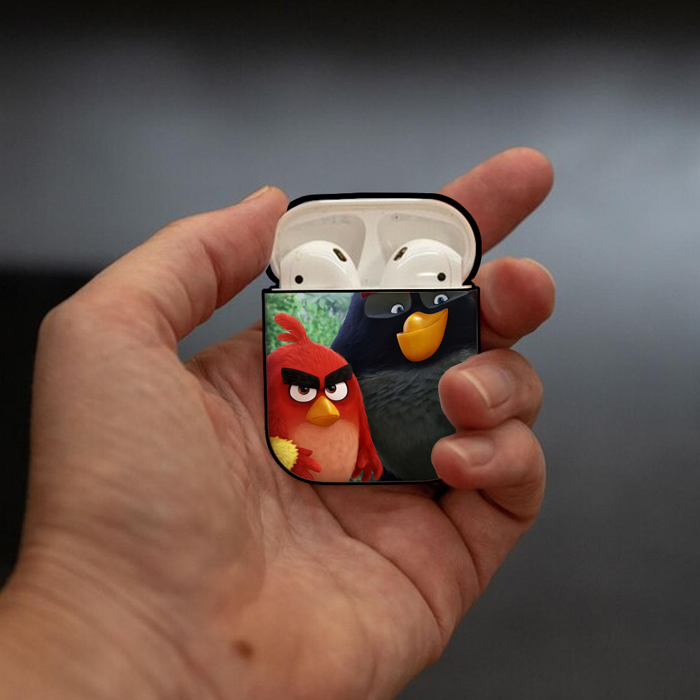 Angry Birds アングリーバード AirPods 第2世代保護ケース ハードシェル ブラック 耐衝撃・防指紋・カラビナ付き