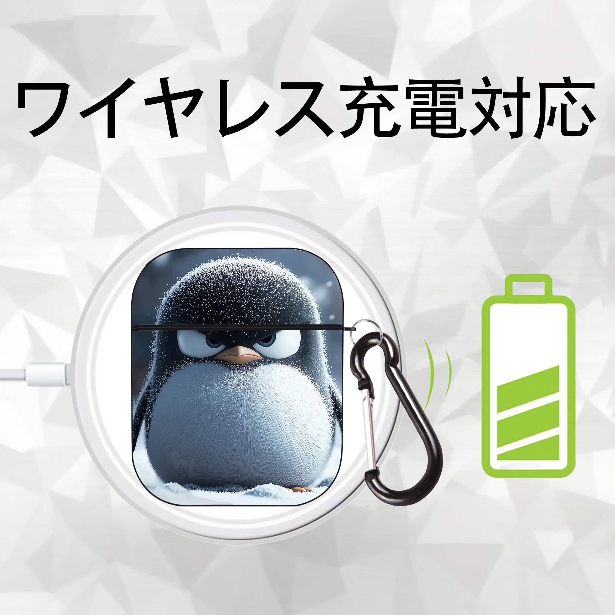 Angry Birds アングリーバード AirPods 第2世代保護ケース ハードシェル ブラック 耐衝撃・防指紋・カラビナ付き