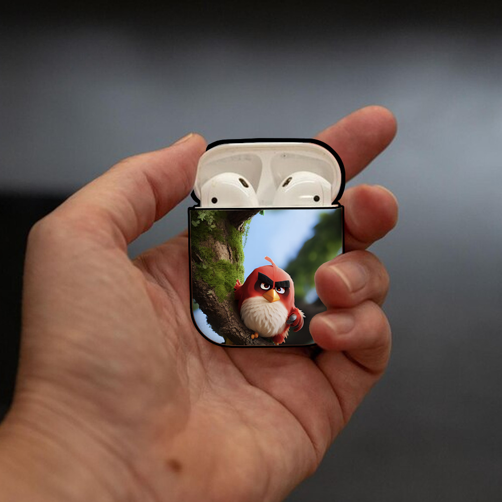 Angry Birds アングリーバード AirPods 第2世代保護ケース ハードシェル ブラック 耐衝撃・防指紋・カラビナ付き