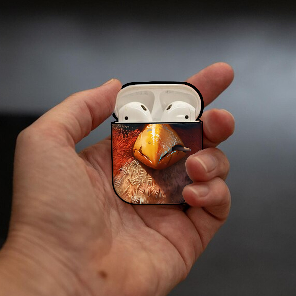 Angry Birds アングリーバード AirPods 第2世代保護ケース ハードシェル ブラック 耐衝撃・防指紋・カラビナ付き