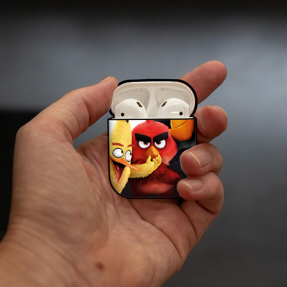 Angry Birds アングリーバード AirPods 第2世代保護ケース ハードシェル ブラック 耐衝撃・防指紋・カラビナ付き