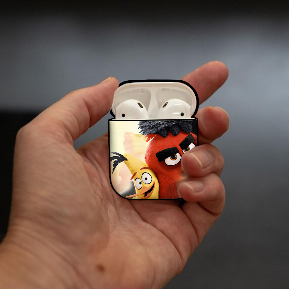 Angry Birds アングリーバード AirPods 第2世代保護ケース ハードシェル ブラック 耐衝撃・防指紋・カラビナ付き