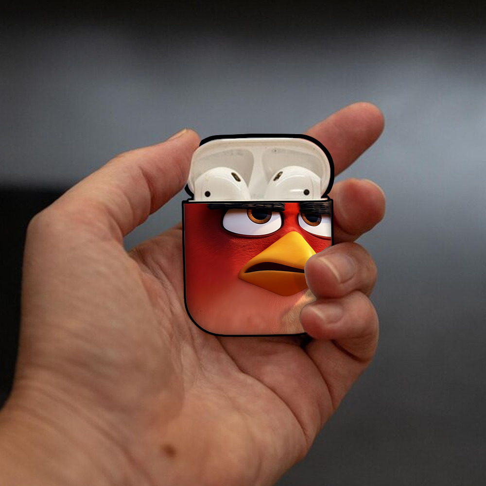 Angry Birds アングリーバード AirPods 第2世代保護ケース ハードシェル ブラック 耐衝撃・防指紋・カラビナ付き