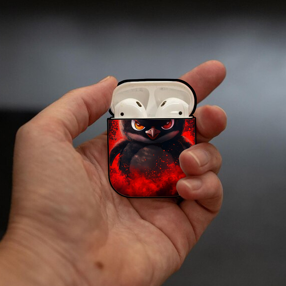 Angry Birds アングリーバード AirPods 第2世代保護ケース ハードシェル ブラック 耐衝撃・防指紋・カラビナ付き
