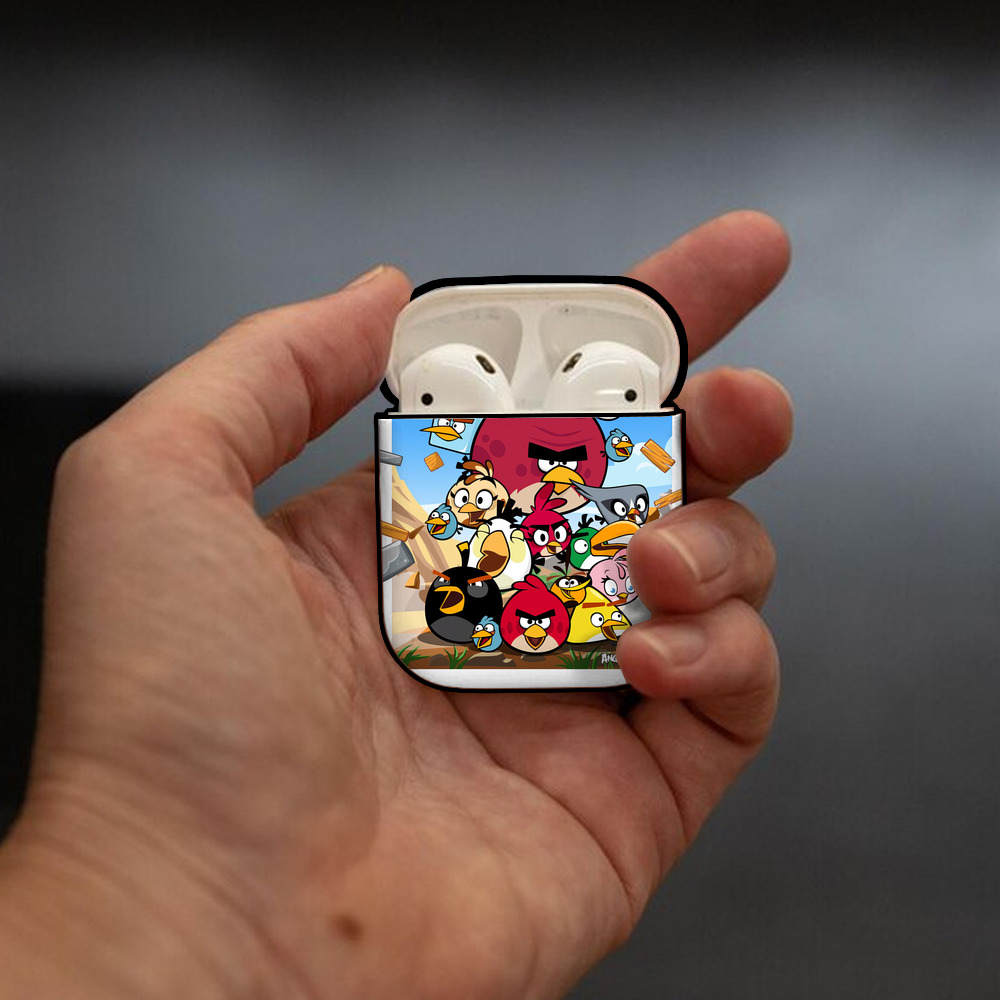 Angry Birds アングリーバード AirPods 第2世代保護ケース ハードシェル ブラック 耐衝撃・防指紋・カラビナ付き