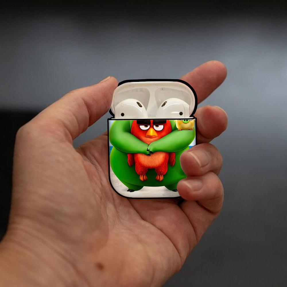 Angry Birds アングリーバード AirPods 第2世代保護ケース ハードシェル ブラック 耐衝撃・防指紋・カラビナ付き