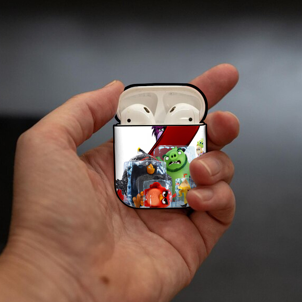 Angry Birds アングリーバード AirPods 第2世代保護ケース ハードシェル ブラック 耐衝撃・防指紋・カラビナ付き