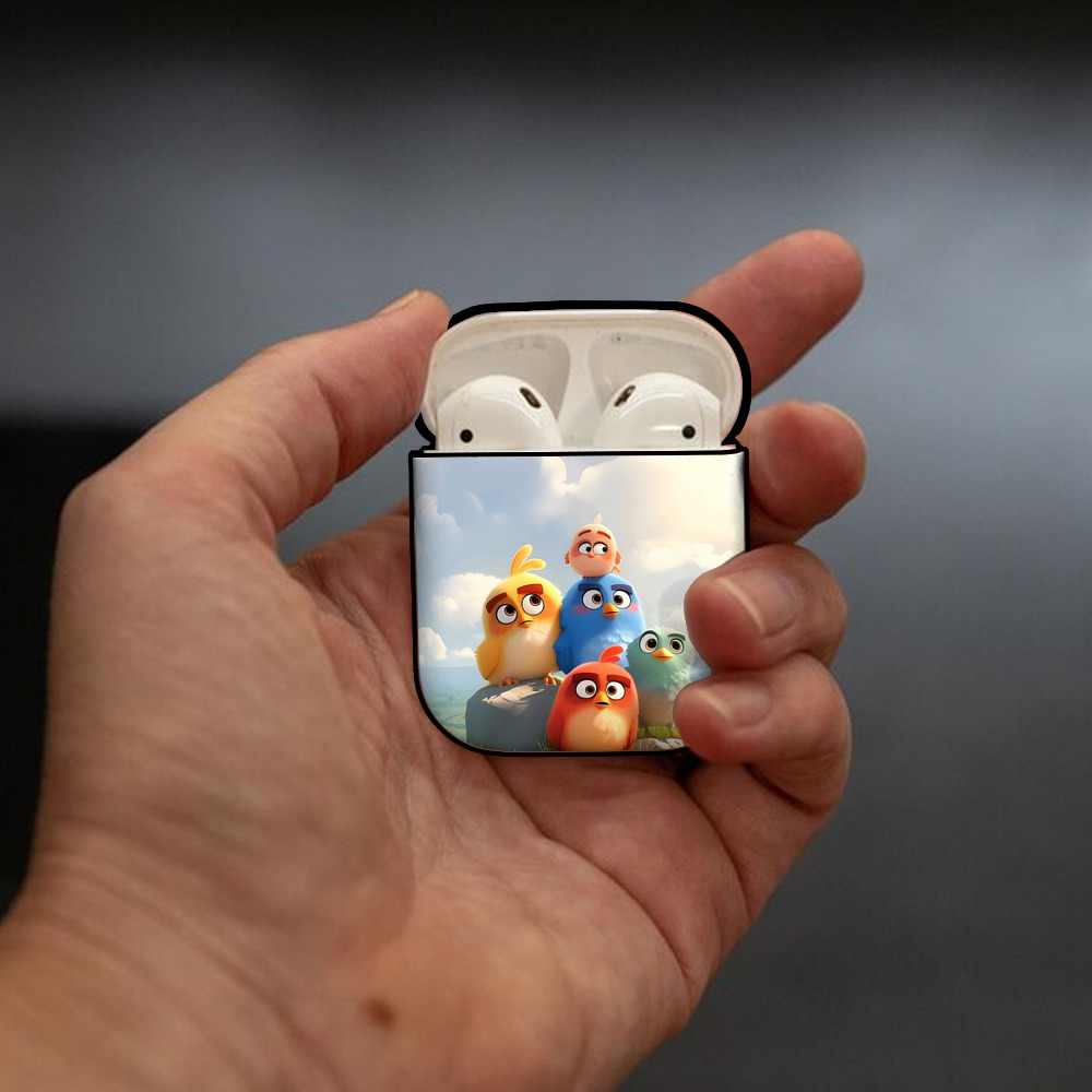 Angry Birds アングリーバード AirPods 第2世代保護ケース ハードシェル ブラック 耐衝撃・防指紋・カラビナ付き