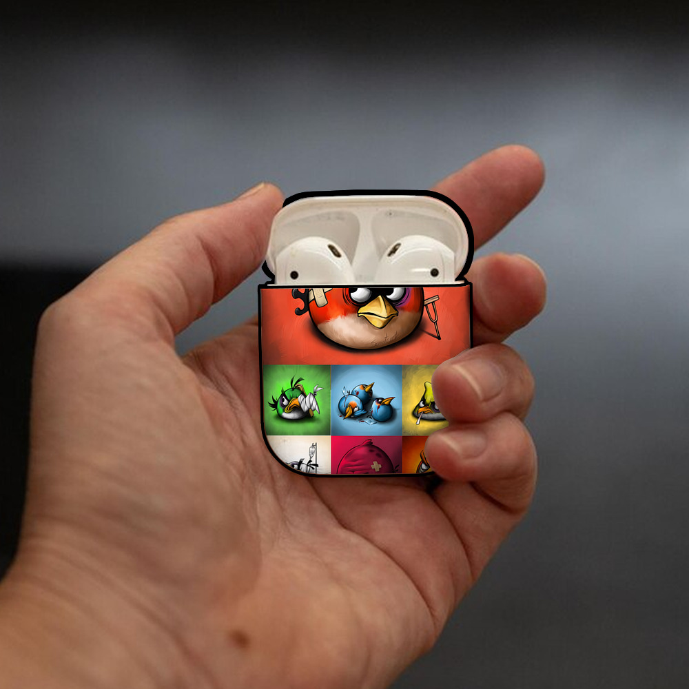 Angry Birds アングリーバード AirPods 第2世代保護ケース ハードシェル ブラック 耐衝撃・防指紋・カラビナ付き