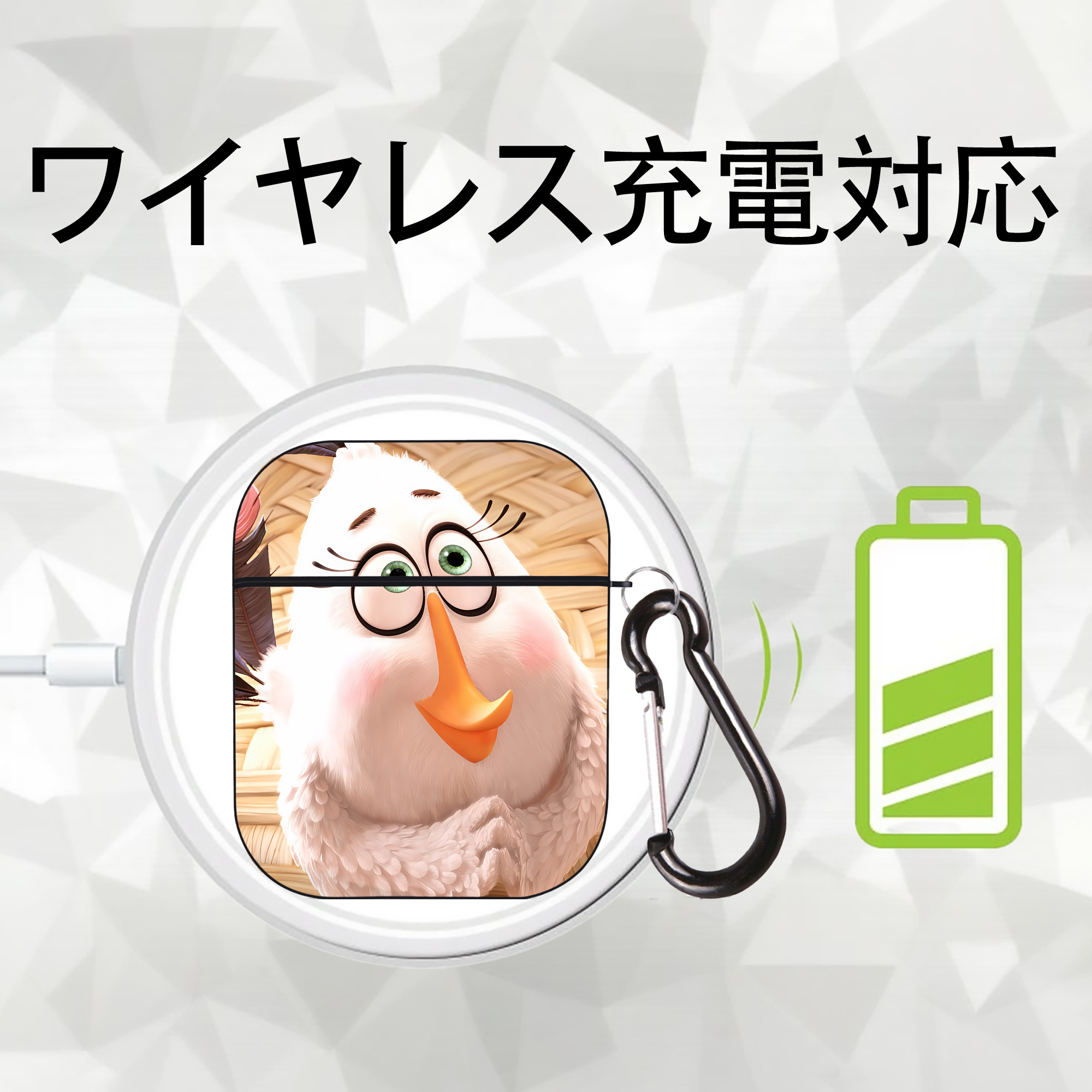 Angry Birds アングリーバード AirPods 第2世代保護ケース ハードシェル ブラック 耐衝撃・防指紋・カラビナ付き