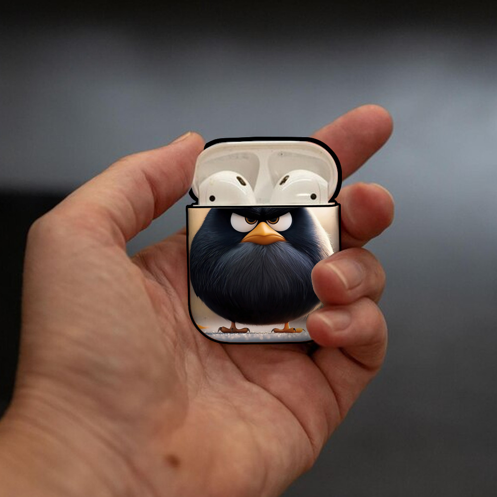 Angry Birds アングリーバード AirPods 第2世代保護ケース ハードシェル ブラック 耐衝撃・防指紋・カラビナ付き