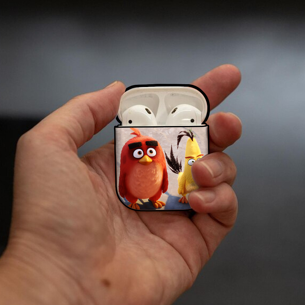 Angry Birds アングリーバード AirPods 第2世代保護ケース ハードシェル ブラック 耐衝撃・防指紋・カラビナ付き