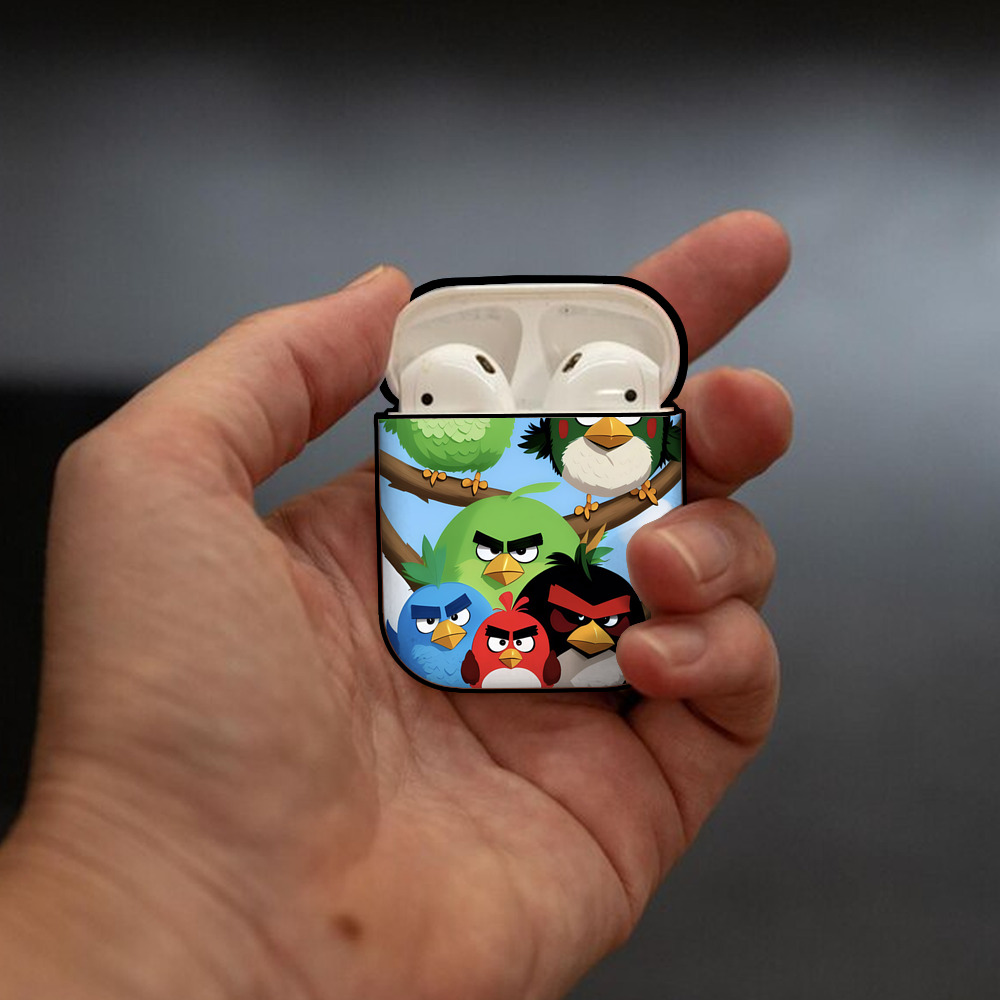 Angry Birds アングリーバード AirPods 第2世代保護ケース ハードシェル ブラック 耐衝撃・防指紋・カラビナ付き