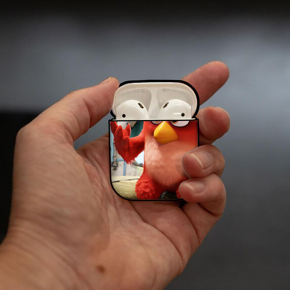 Angry Birds アングリーバード AirPods 第2世代保護ケース ハードシェル ブラック 耐衝撃・防指紋・カラビナ付き