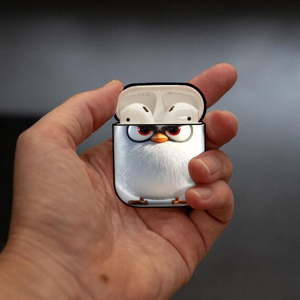 Angry Birds アングリーバード AirPods 第2世代保護ケース ハードシェル ブラック 耐衝撃・防指紋・カラビナ付き