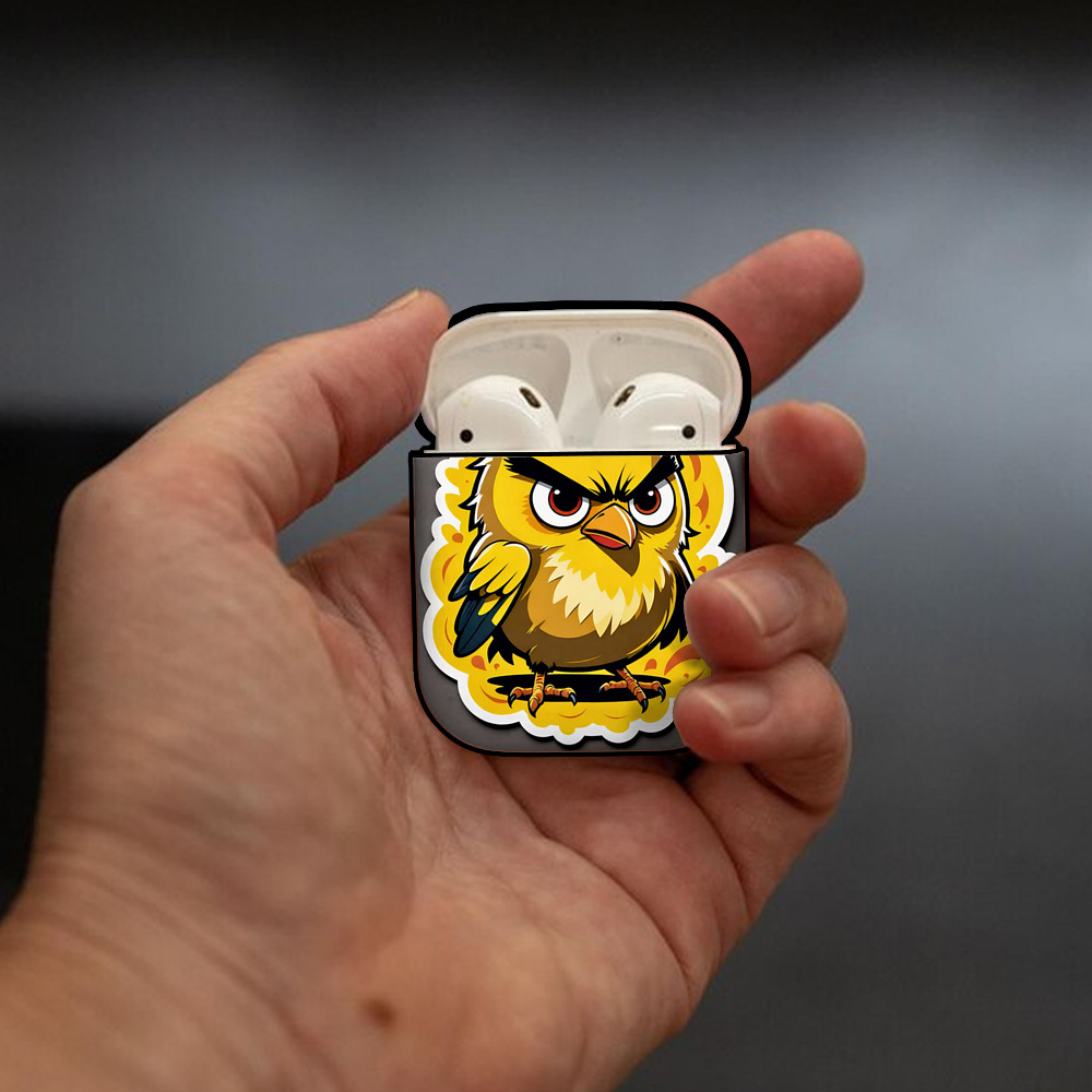 Angry Birds アングリーバード AirPods 第2世代保護ケース ハードシェル ブラック 耐衝撃・防指紋・カラビナ付き