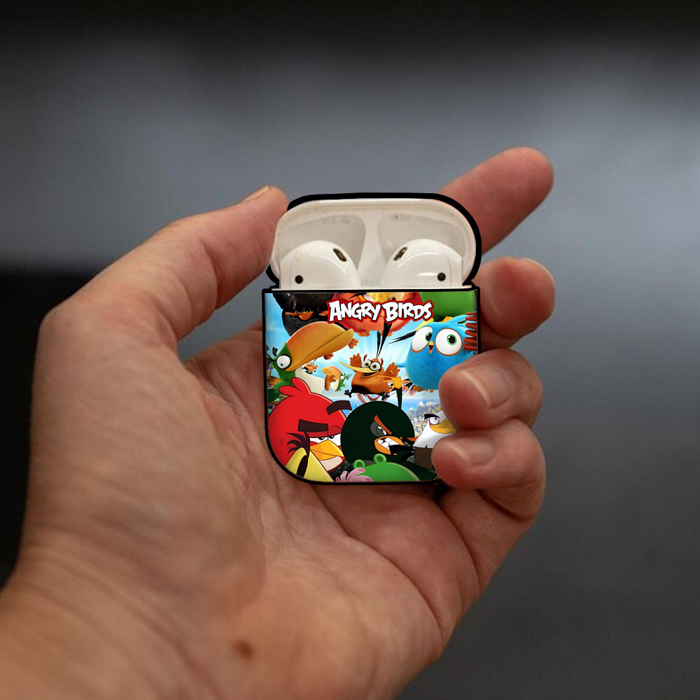 Angry Birds アングリーバード AirPods 第2世代保護ケース ハードシェル ブラック 耐衝撃・防指紋・カラビナ付き