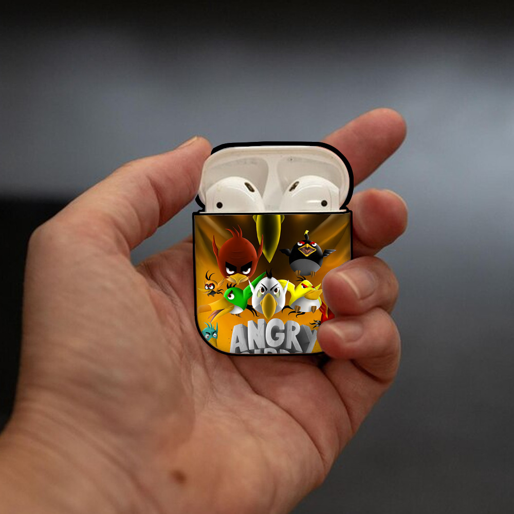 Angry Birds アングリーバード AirPods 第2世代保護ケース ハードシェル ブラック 耐衝撃・防指紋・カラビナ付き