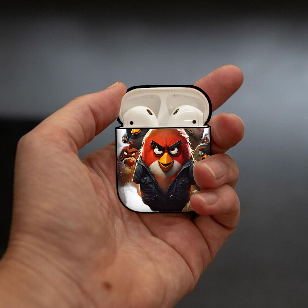 Angry Birds アングリーバード AirPods 第2世代保護ケース ハードシェル ブラック 耐衝撃・防指紋・カラビナ付き