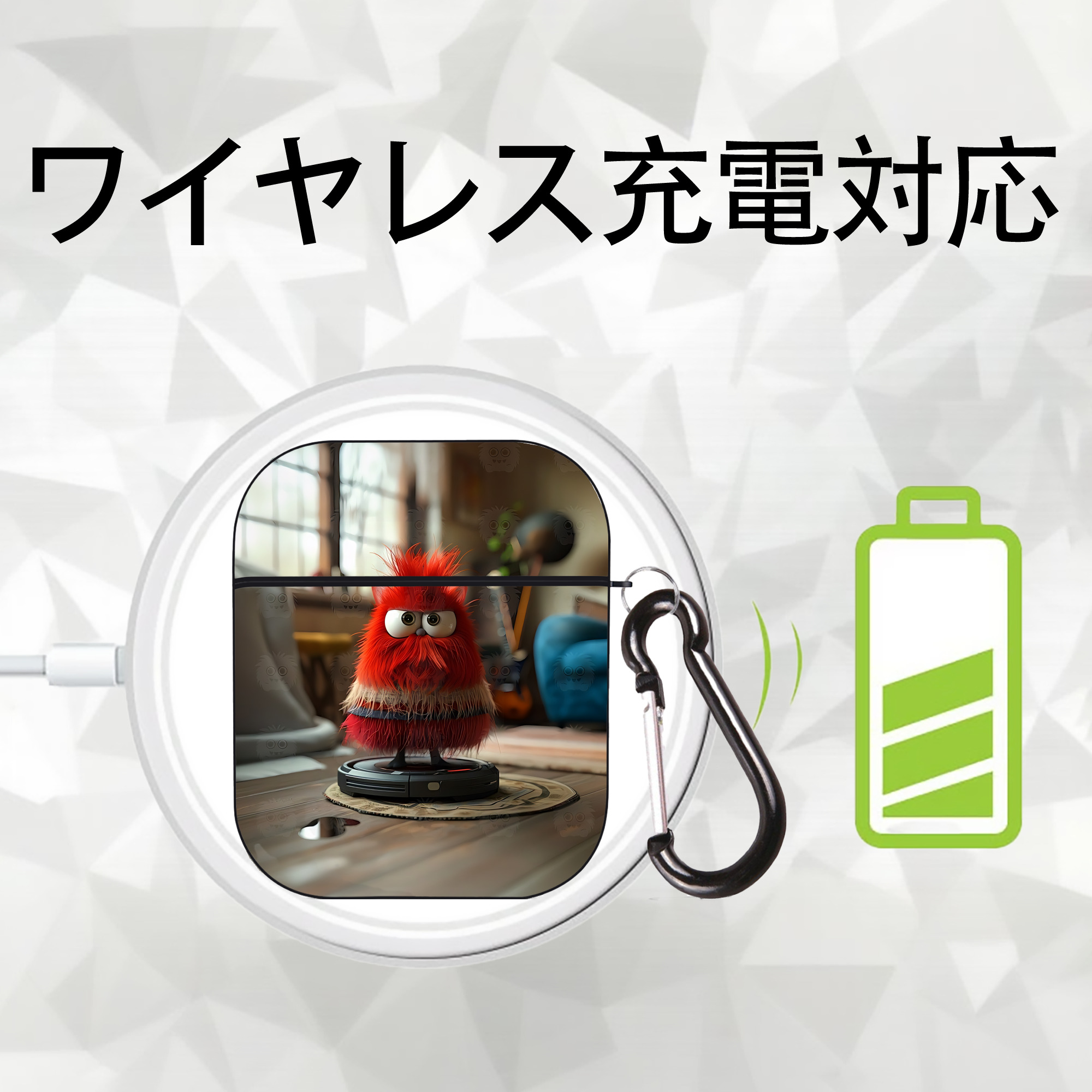 Angry Birds アングリーバード AirPods 第2世代保護ケース ハードシェル ブラック 耐衝撃・防指紋・カラビナ付き