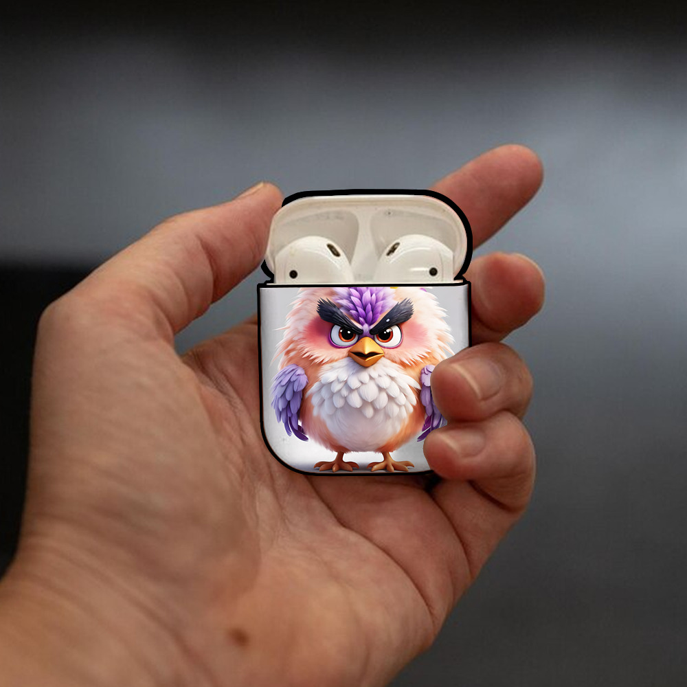 Angry Birds アングリーバード AirPods 第2世代保護ケース ハードシェル ブラック 耐衝撃・防指紋・カラビナ付き