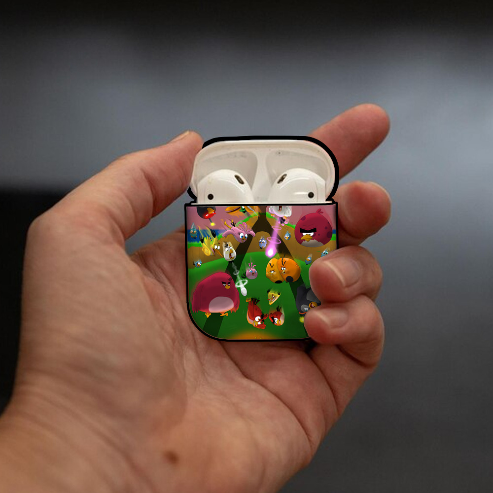 Angry Birds アングリーバード AirPods 第2世代保護ケース ハードシェル ブラック 耐衝撃・防指紋・カラビナ付き