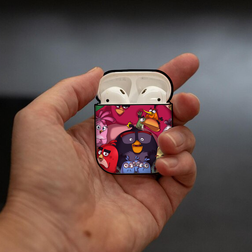 Angry Birds アングリーバード AirPods 第2世代保護ケース ハードシェル ブラック 耐衝撃・防指紋・カラビナ付き
