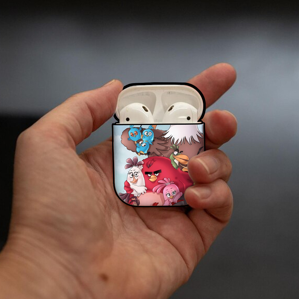 Angry Birds アングリーバード AirPods 第2世代保護ケース ハードシェル ブラック 耐衝撃・防指紋・カラビナ付き