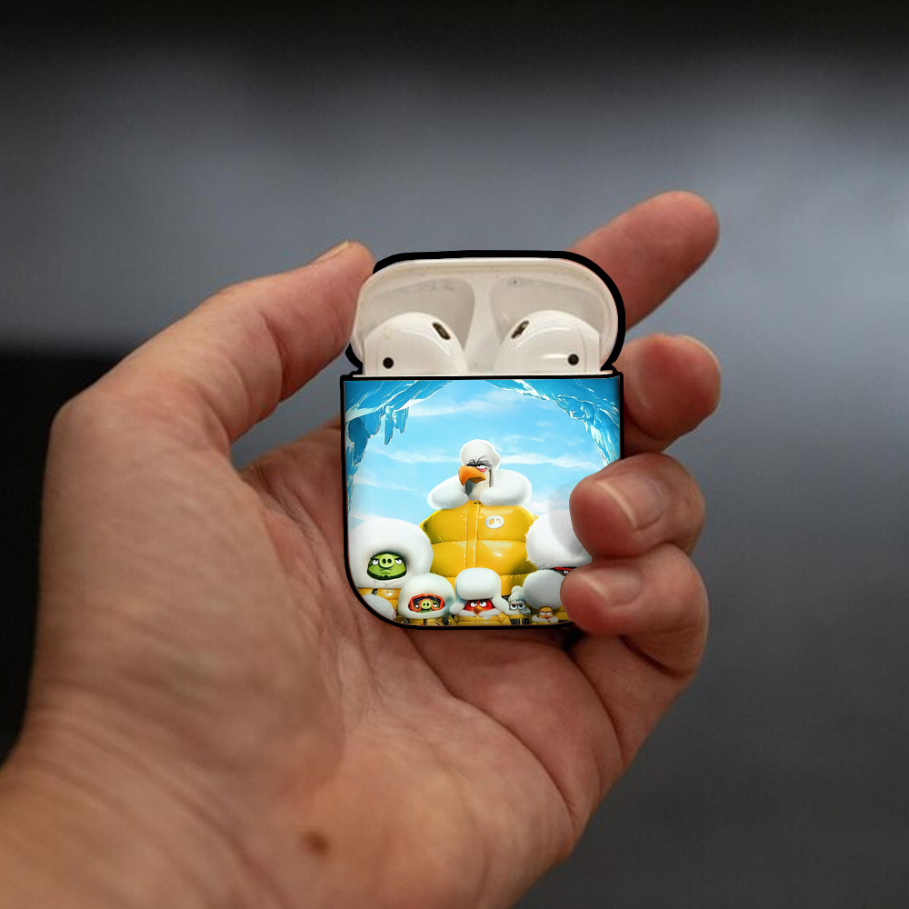 Angry Birds アングリーバード AirPods 第2世代保護ケース ハードシェル ブラック 耐衝撃・防指紋・カラビナ付き