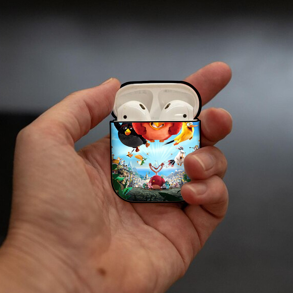 Angry Birds アングリーバード AirPods 第2世代保護ケース ハードシェル ブラック 耐衝撃・防指紋・カラビナ付き