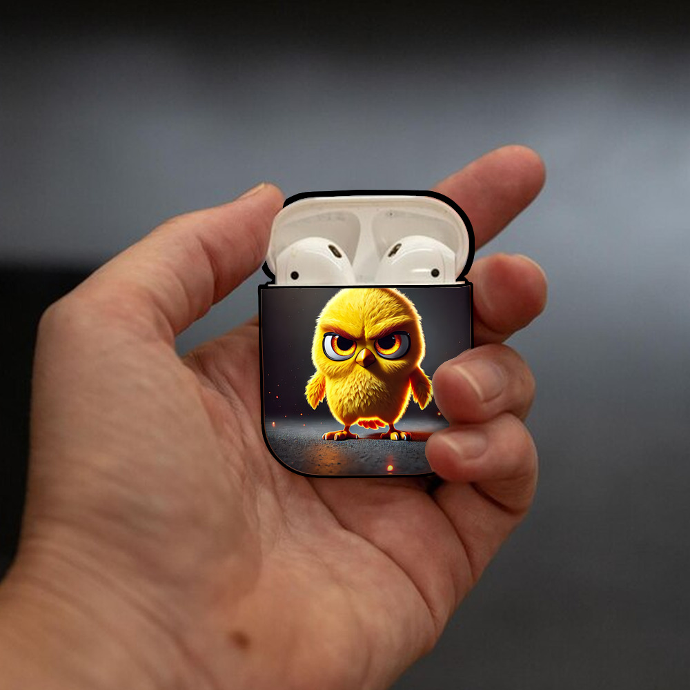 Angry Birds アングリーバード AirPods 第2世代保護ケース ハードシェル ブラック 耐衝撃・防指紋・カラビナ付き