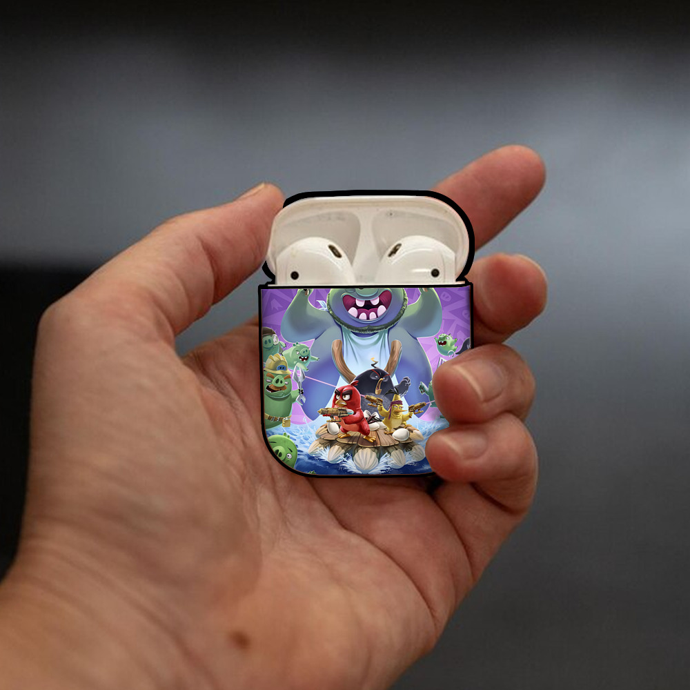 Angry Birds アングリーバード AirPods 第2世代保護ケース ハードシェル ブラック 耐衝撃・防指紋・カラビナ付き