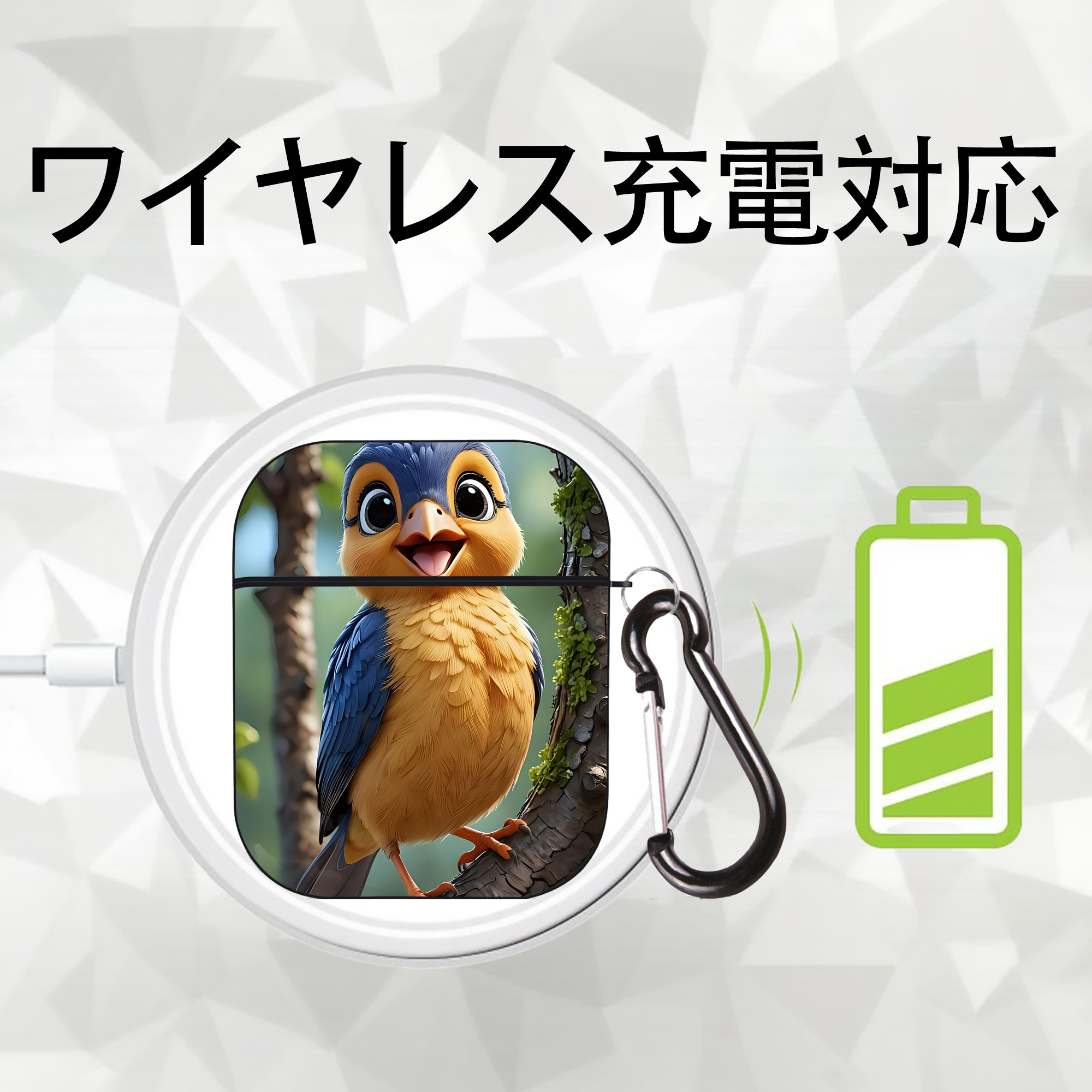 Angry Birds アングリーバード AirPods 第2世代保護ケース ハードシェル ブラック 耐衝撃・防指紋・カラビナ付き