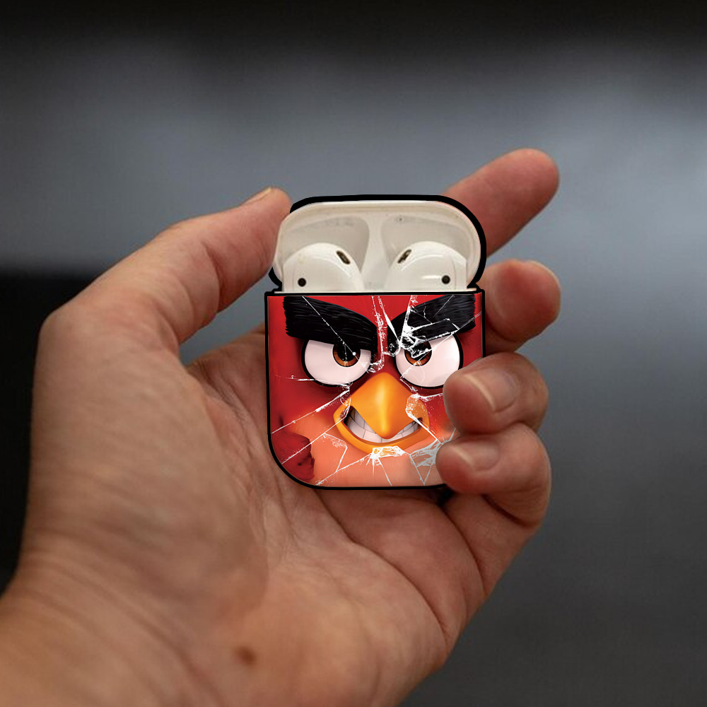 Angry Birds アングリーバード AirPods 第2世代保護ケース ハードシェル ブラック 耐衝撃・防指紋・カラビナ付き