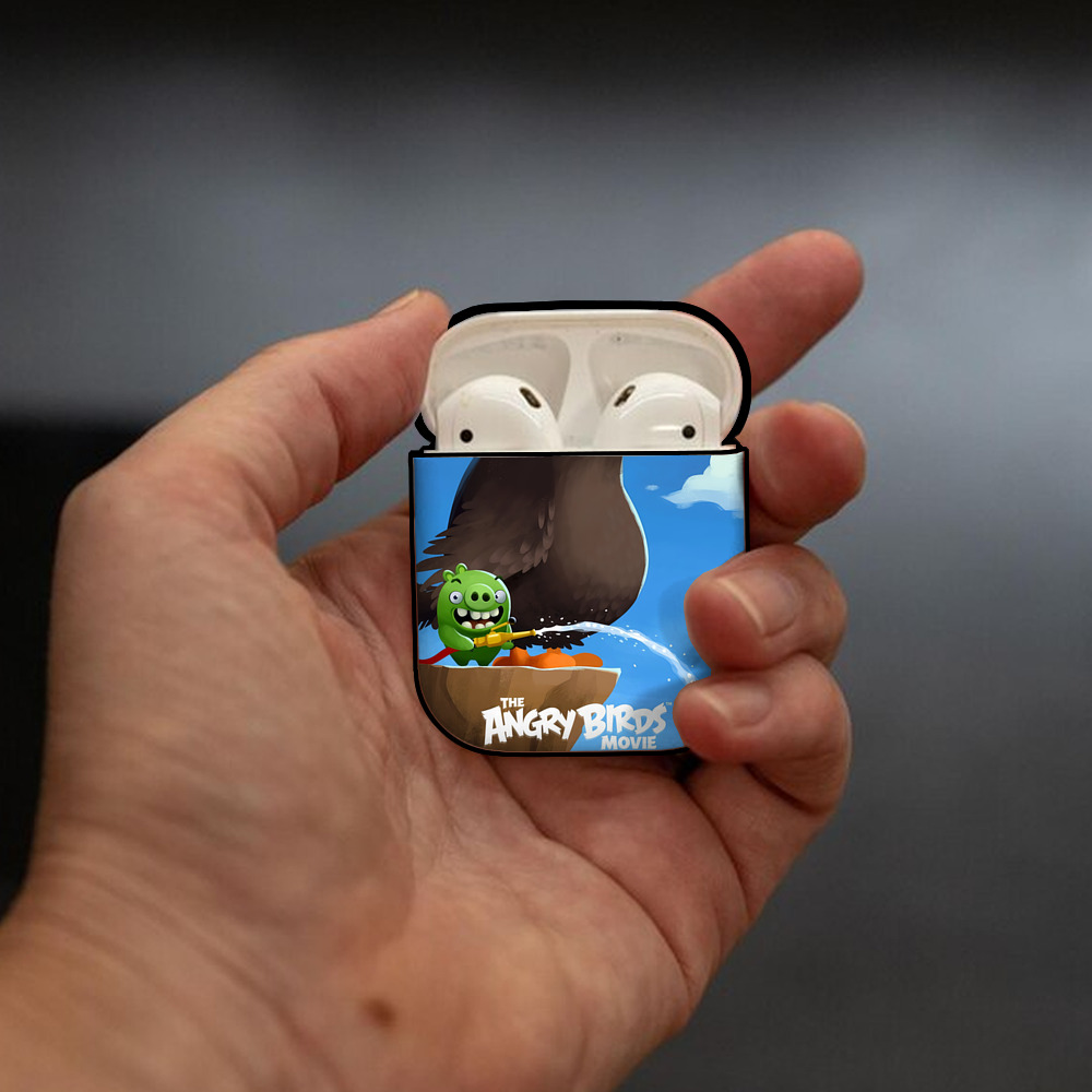 Angry Birds アングリーバード AirPods 第2世代保護ケース ハードシェル ブラック 耐衝撃・防指紋・カラビナ付き