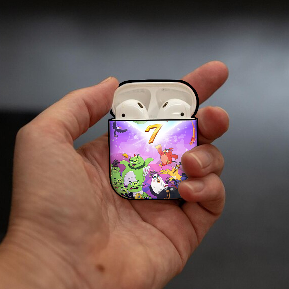 Angry Birds アングリーバード AirPods 第2世代保護ケース ハードシェル ブラック 耐衝撃・防指紋・カラビナ付き