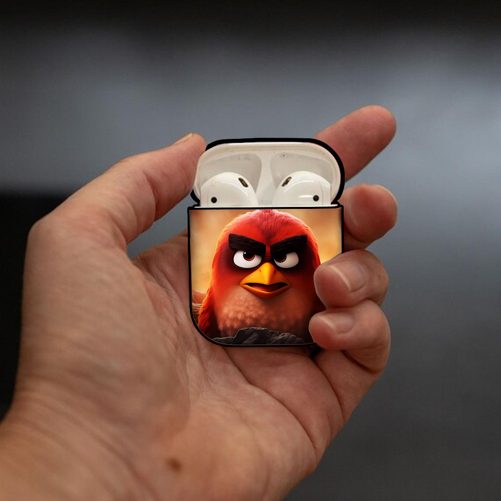 Angry Birds アングリーバード AirPods 第2世代保護ケース ハードシェル ブラック 耐衝撃・防指紋・カラビナ付き