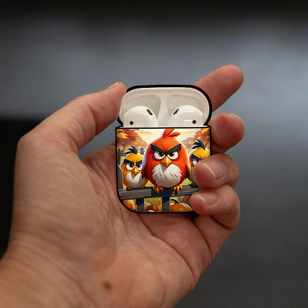 Angry Birds アングリーバード AirPods 第2世代保護ケース ハードシェル ブラック 耐衝撃・防指紋・カラビナ付き
