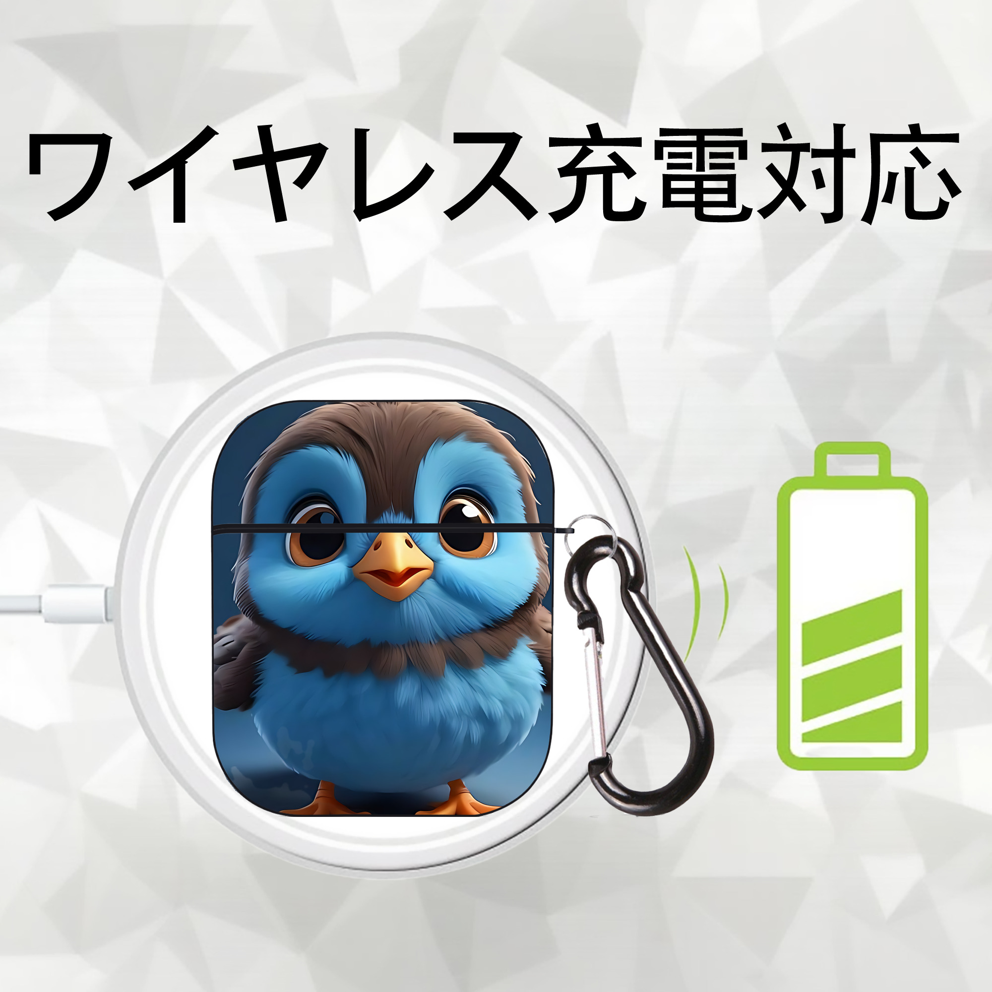 Angry Birds アングリーバード AirPods 第2世代保護ケース ハードシェル ブラック 耐衝撃・防指紋・カラビナ付き