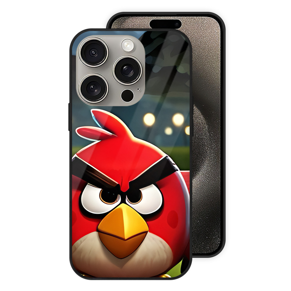 （画像用） Angry Birds アングリーバード 【iPhone15Pro対応】スマホケース 耐衝撃＆黄変防止 背面ガラス