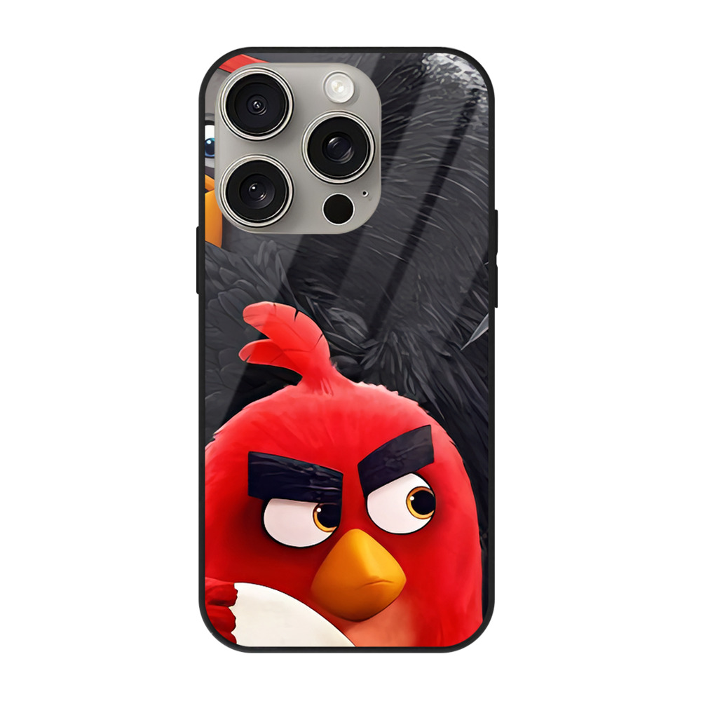（画像用） Angry Birds アングリーバード 【iPhone15Pro対応】スマホケース 耐衝撃＆黄変防止 背面ガラス