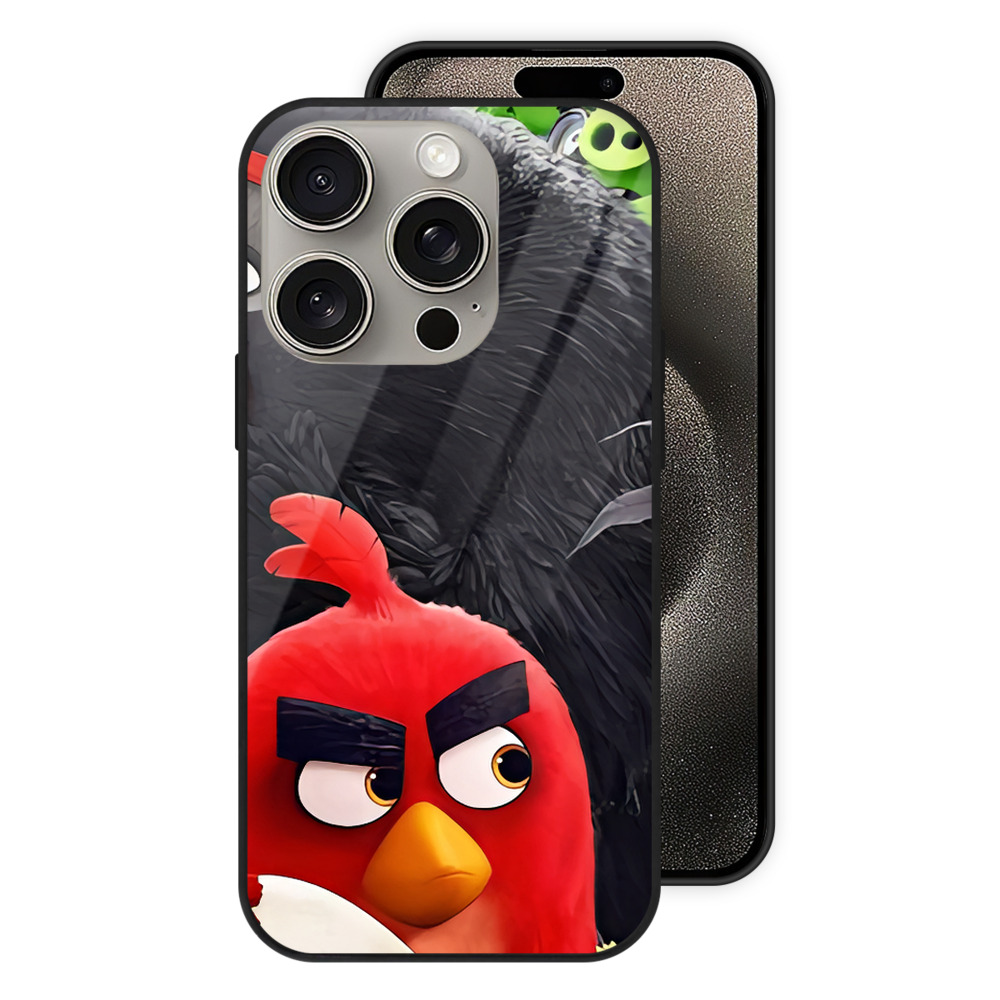 （画像用） Angry Birds アングリーバード 【iPhone15Pro対応】スマホケース 耐衝撃＆黄変防止 背面ガラス
