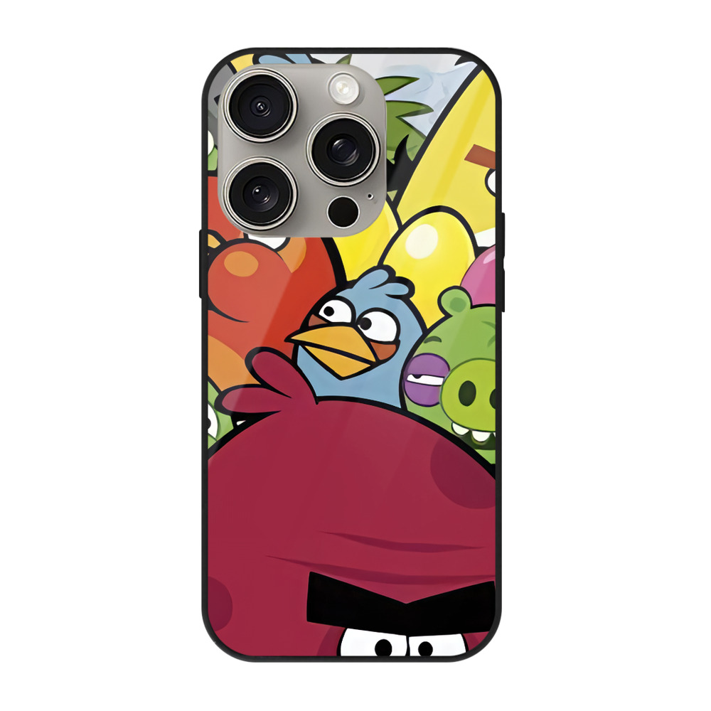 （画像用） Angry Birds アングリーバード 【iPhone15Pro対応】スマホケース 耐衝撃＆黄変防止 背面ガラス
