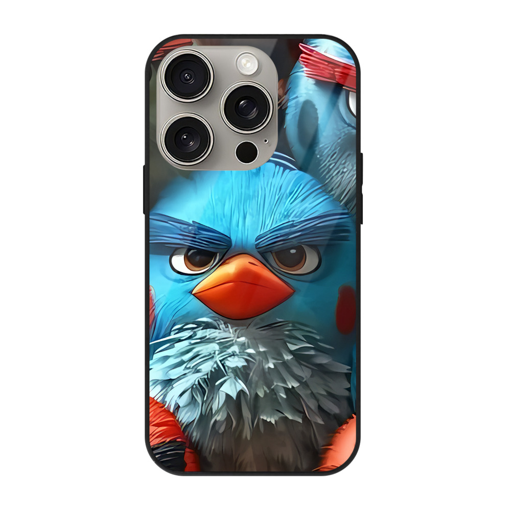 （画像用） Angry Birds アングリーバード 【iPhone15Pro対応】スマホケース 耐衝撃＆黄変防止 背面ガラス