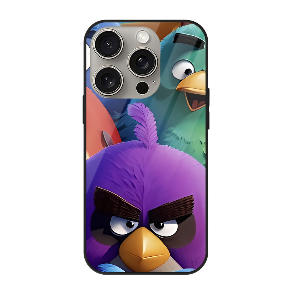 （画像用） Angry Birds アングリーバード 【iPhone15Pro対応】スマホケース 耐衝撃＆黄変防止 背面ガラス