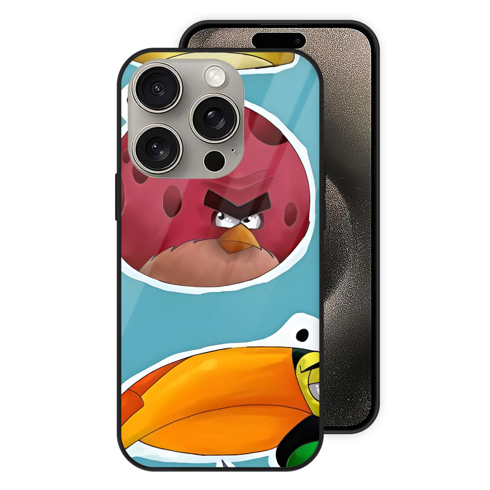 （画像用） Angry Birds アングリーバード 【iPhone15Pro対応】スマホケース 耐衝撃＆黄変防止 背面ガラス