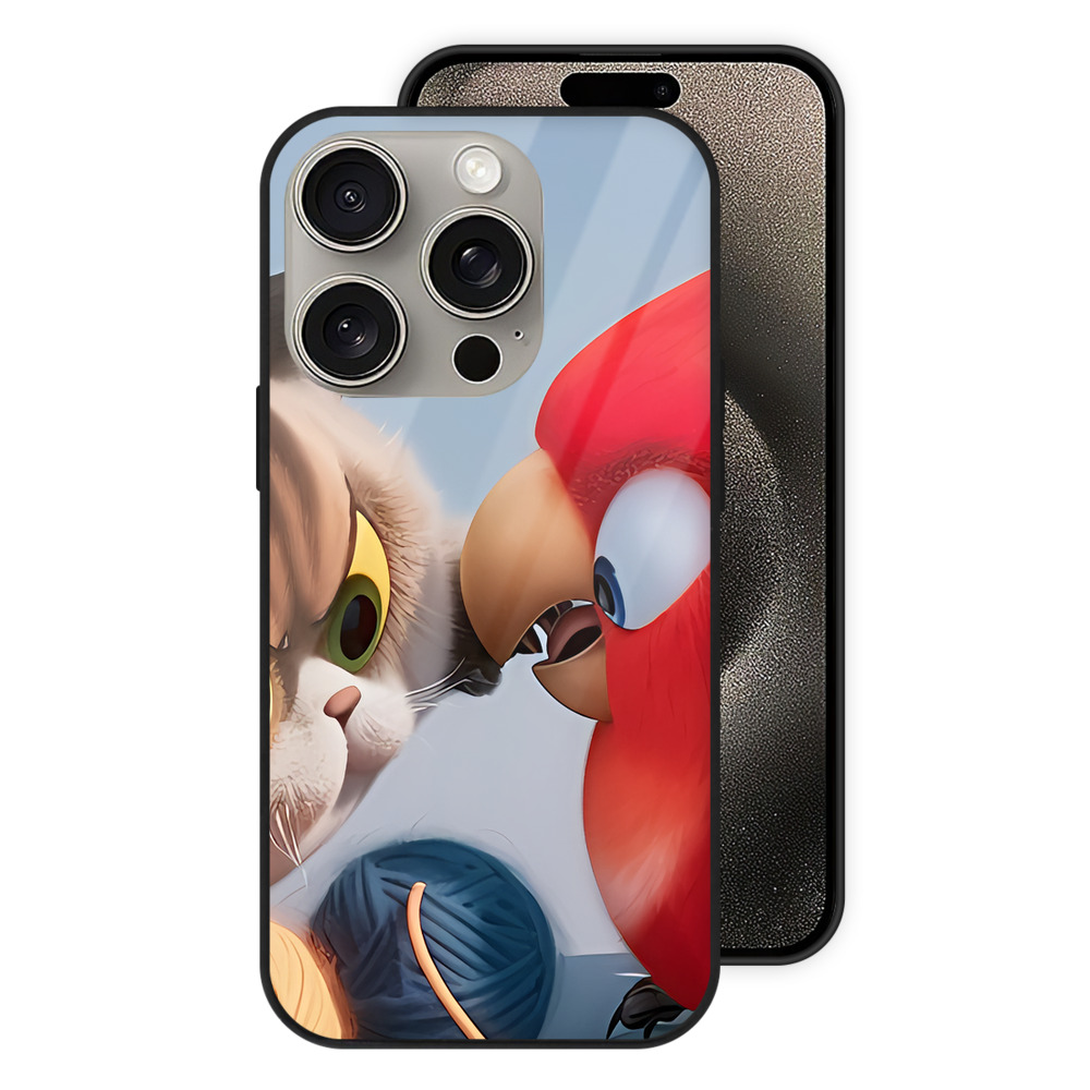 （画像用） Angry Birds アングリーバード 【iPhone15Pro対応】スマホケース 耐衝撃＆黄変防止 背面ガラス